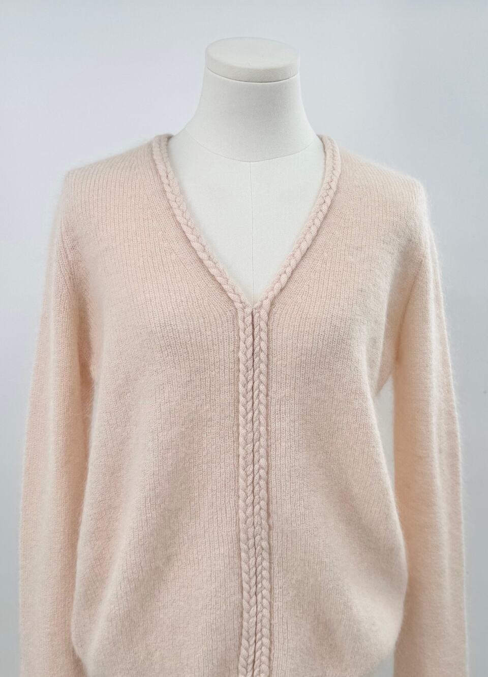 Sezane Sienna Jumper Kid Mohair Alpaca Blush Pink Sweater Braided Knit S